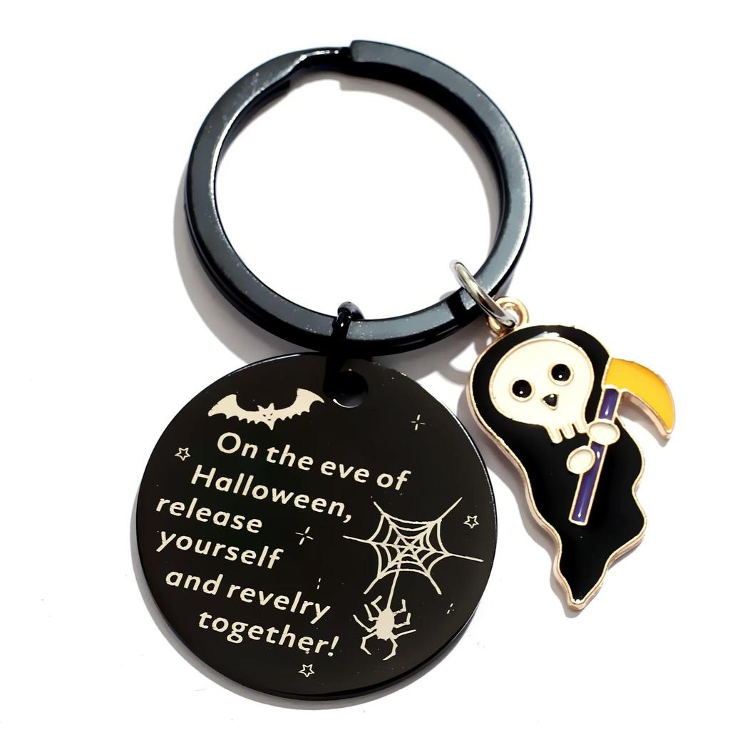 Stainless Steel Halloween Pumpkin Ghost Keychain Pendant