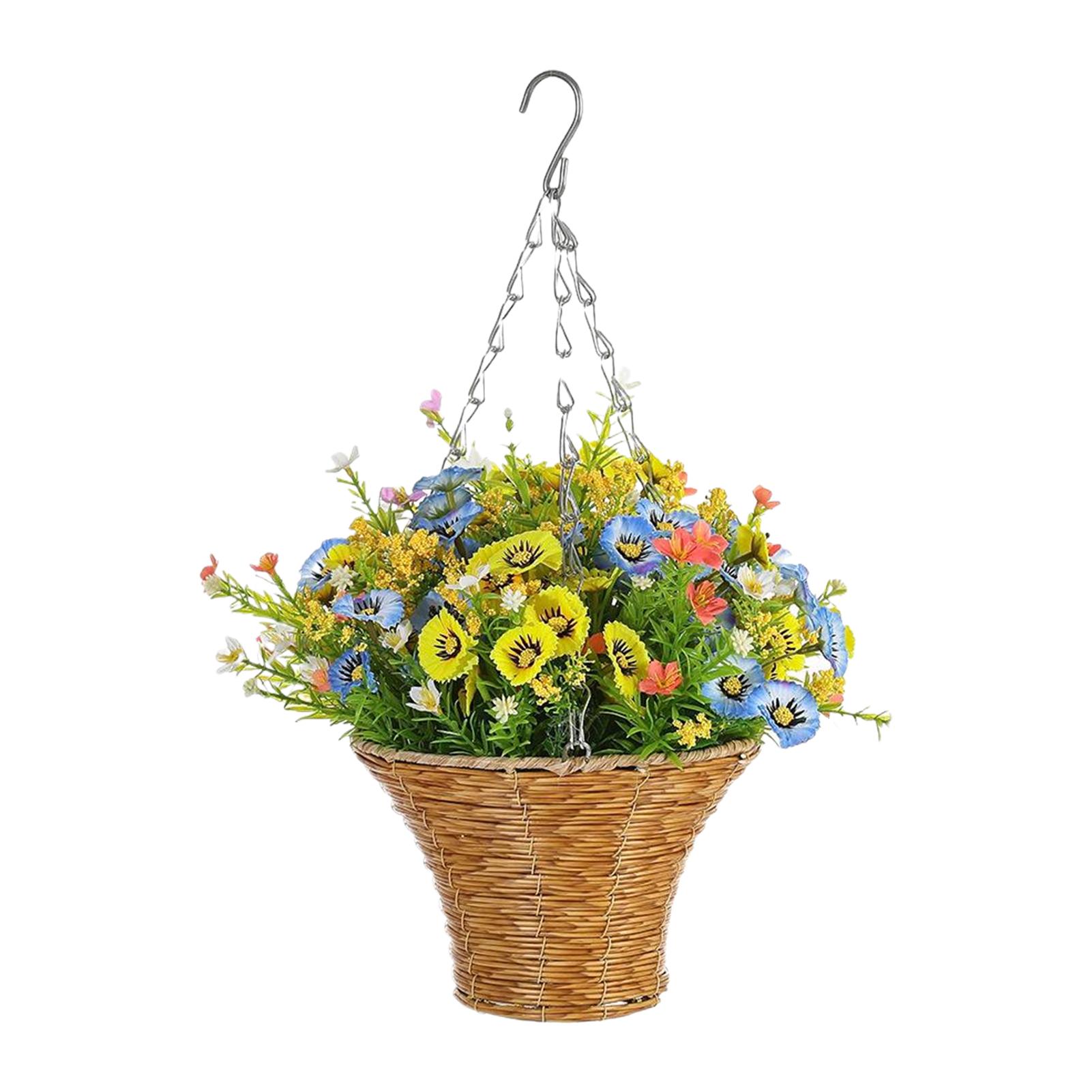 

New Artificial Hanging Flowers In Basket Silk Fake Flowers Chain Hanging Basket Flowerpot Wedding Home Party DIY Decoration