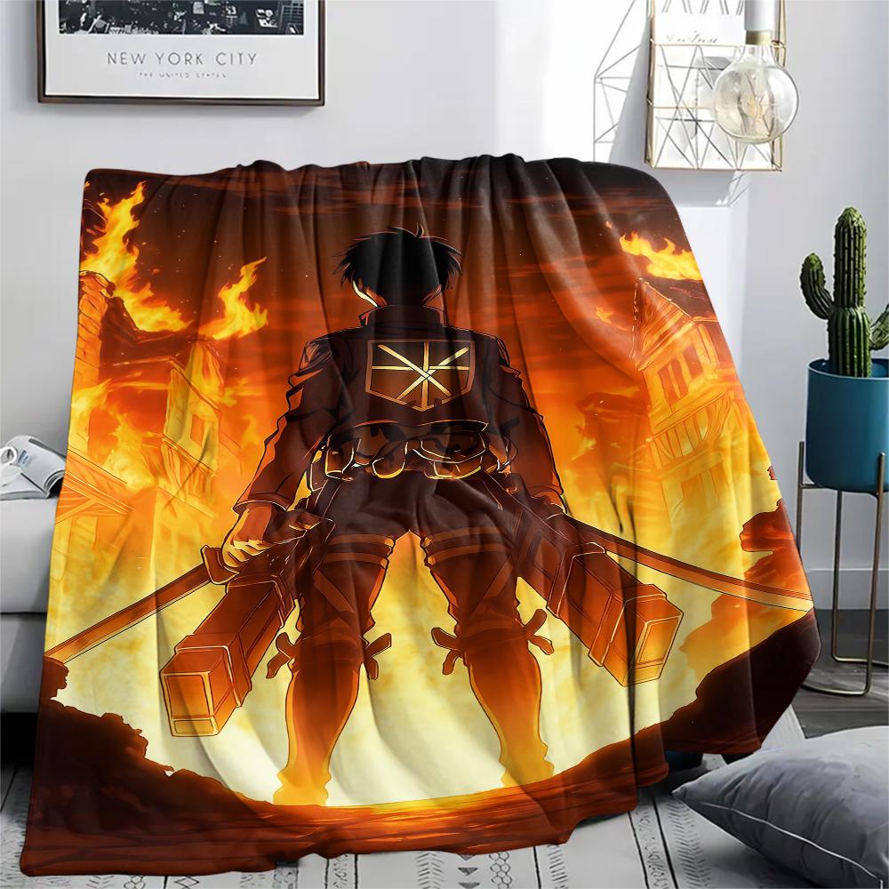 1PC Attack on Titan Print Flannel Blanket, High quality All Seasons, Home Decor, Warmth and Comfort, Perfect for Christmas Gifts