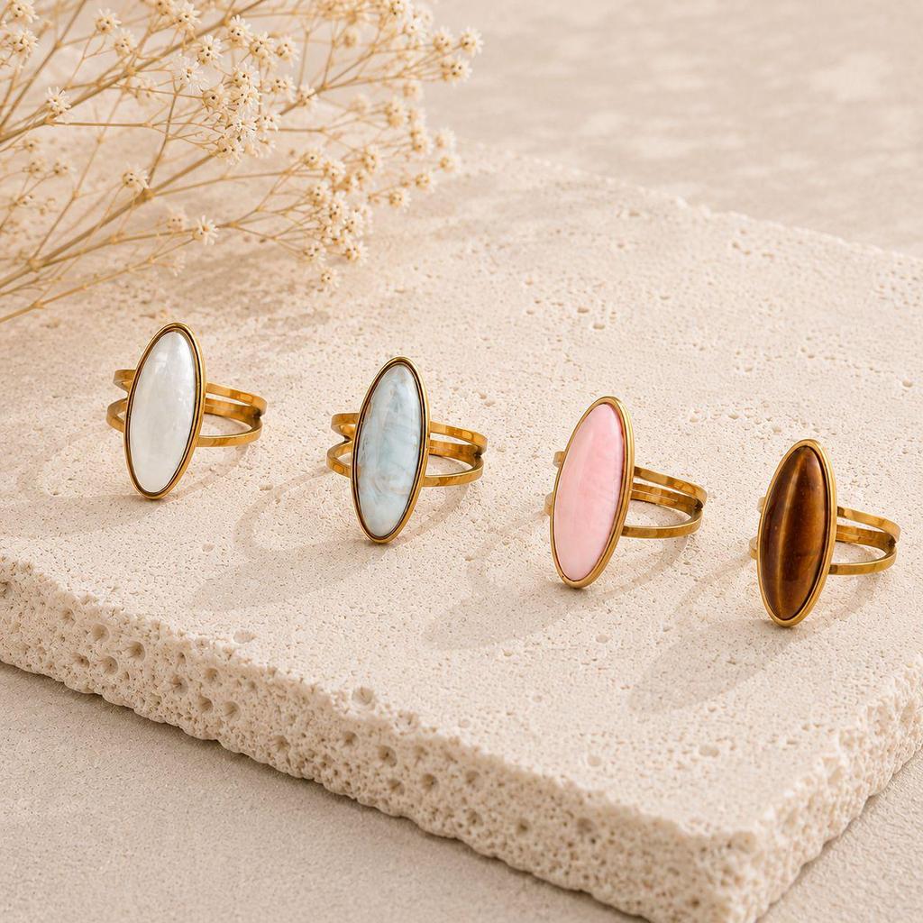 Elegant Light Luxury Stainless Steel Oval Ring - No Fading, European & American Style