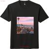LA California Coastal Sunset Pier Scenes T Shirt Vintage Washed Graphic Fashion Top For Everyday Wear Designer Clothes Homme