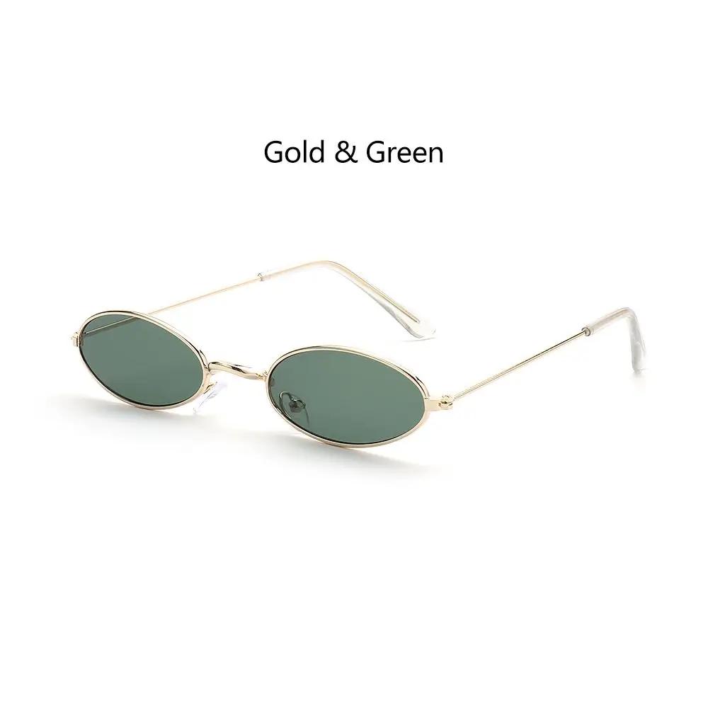 Retro Small Frame Oval Sunglasses Vintage Metal Colorful Shades Sun Glasses For Men Women Fashion Brand Design Female Eyeglasses