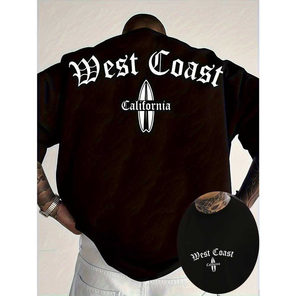 

2025 Men s Gothic Letter & Surfboard Print T-Shirt Casual Loose Fit Short Sleeve Perfect for Summer Streetwear Clothing Tops Tee 4XL