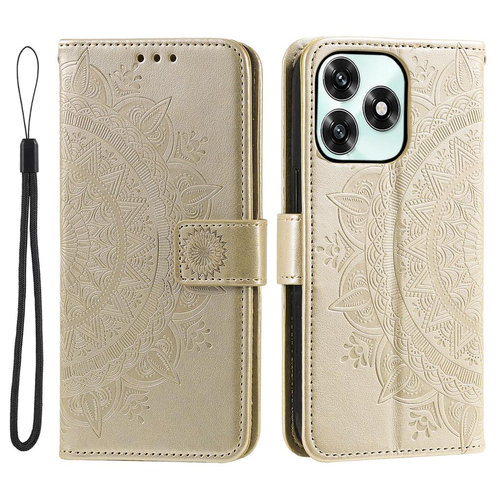 Stand Case For Honor Play10A 4G / X5c Plus 4G / X5c 4G Imprinted Totem PU Leather Wallet Phone Cover with Wrist Strap