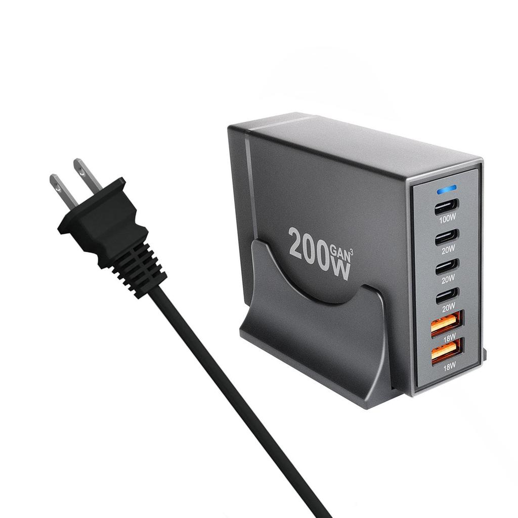 200W Multi-Port USB-PD Fast Charger for Laptops and Phones