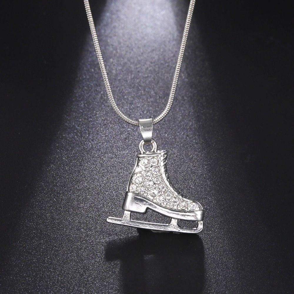 Snake Chain Ice Skate Pendant Sliver Color Figure Skating Pendant Teens Girl