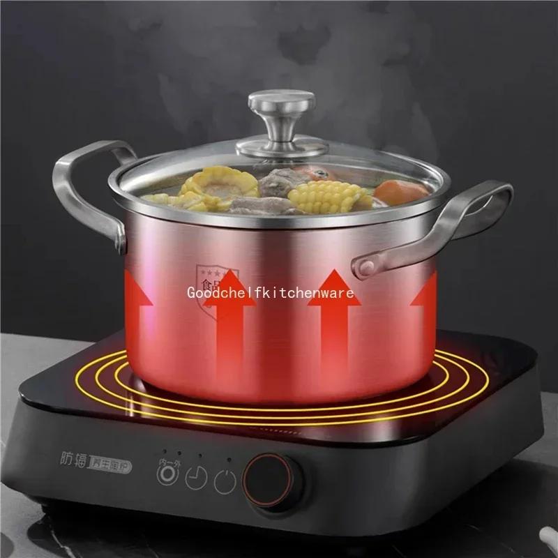 316 Stainless Steel Soup Pot Household Thick Integrated Pots Congee Bowl Milk Bottle Food Grade Gas Double Ear Pot Steamer Pan
