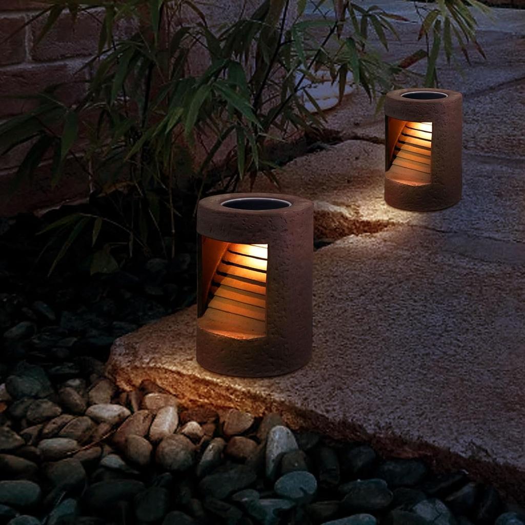 Stays On Until the Next Morning GWSOLAR [Outdoor] Solar Garden Light, Cylindrical, PorcelainCeramic [10-Year Warranty, Warm White, 30 Lumens] Smart