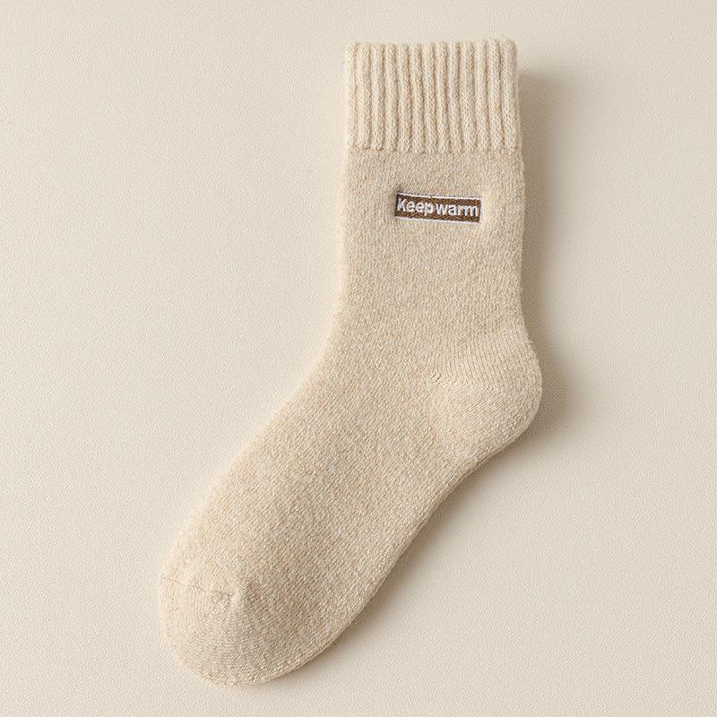 Wool Socks Children'S Medium Tube Socks Season Warm Plush Thickened Terry Socks Embroidered Letters Winter Super Thick Stockings