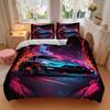 3pcs Anime Cartoon Design Car Print Comforter Set with One Quilt Cover and Two Pillowcases (No Core) - Home Decor, Festival Gift, Polyester Fabric, Su