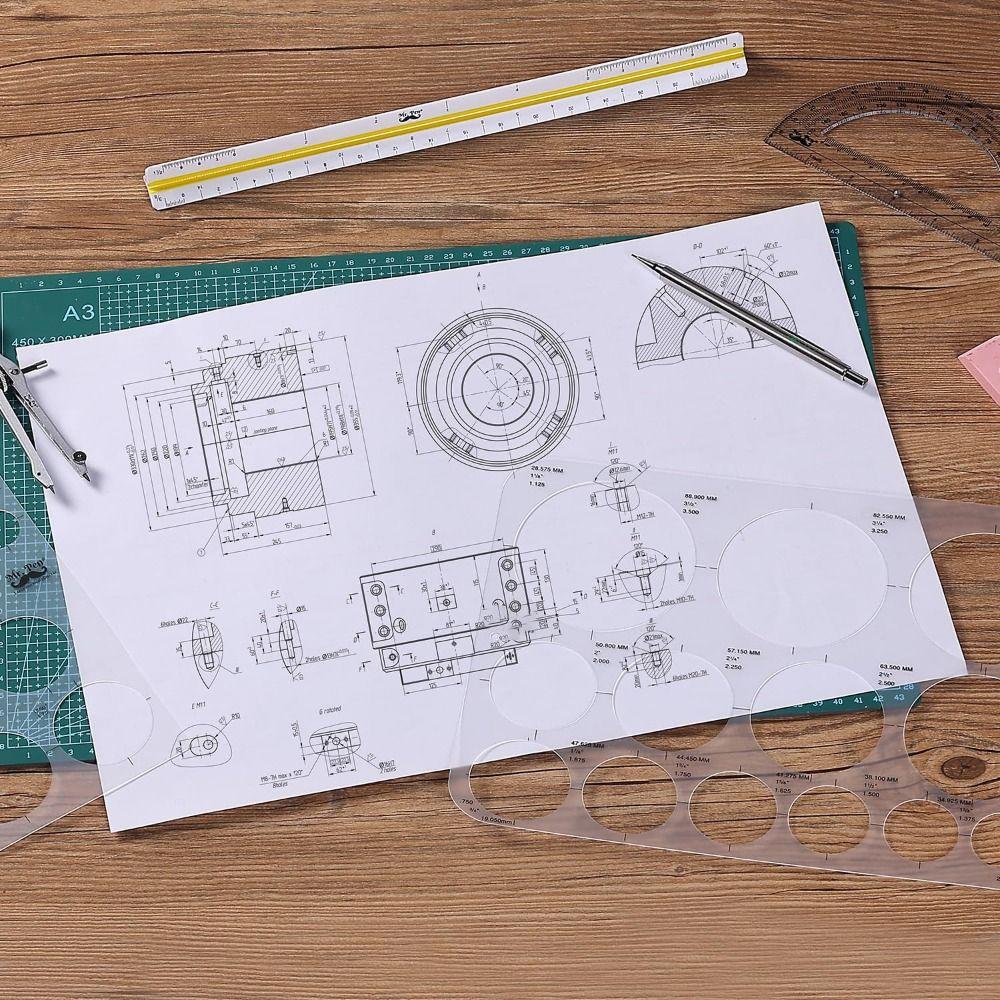 3Pcs 3 Sizes Round Templates DIY Multifunctional Geometric Ruler  Student
