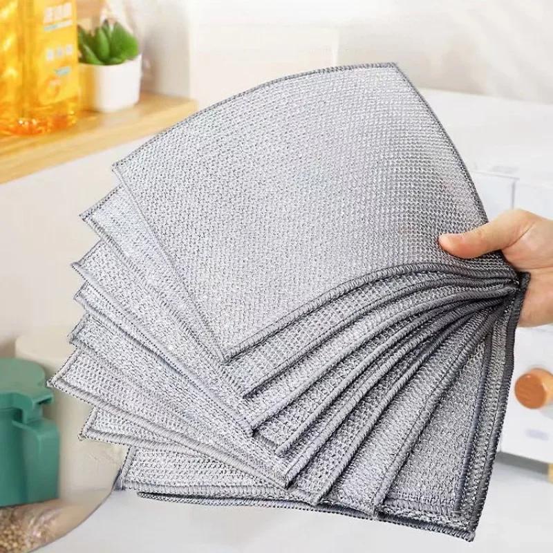 For Dishcloth Rag Cleaning Supplies Useful Things For Kitchen Steel Household Non-Stick Metal Towel Dish Use. Wire 3-10Pcs Oil