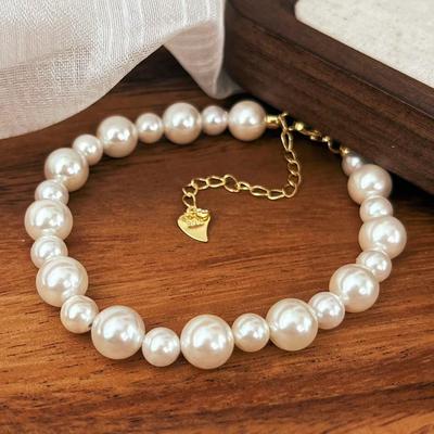 Retro High-Quality Strong Light Round Bead Pearl Bracelet Blogger Commuter Atmosphere Bracelet