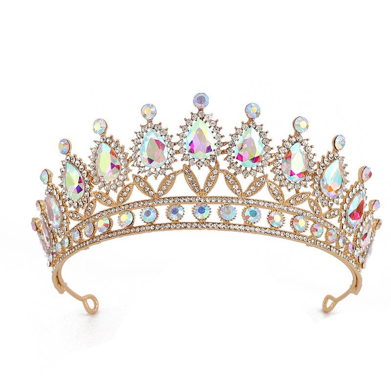 Luxury Silver AB Color Crystal Wedding Crown CZ Headbands Rhinestone Diadem Queen Crowns Princess Tiaras Bridal Hair Accessories