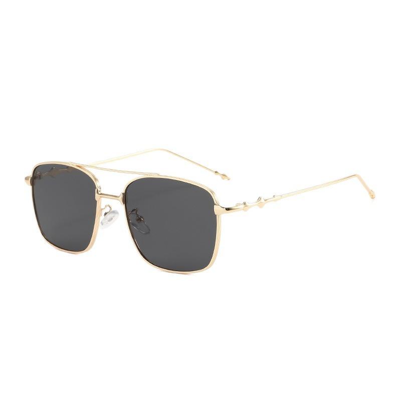 New fashion double beam personalized sunglasses men and women travel street shooting versatile box sunglasses