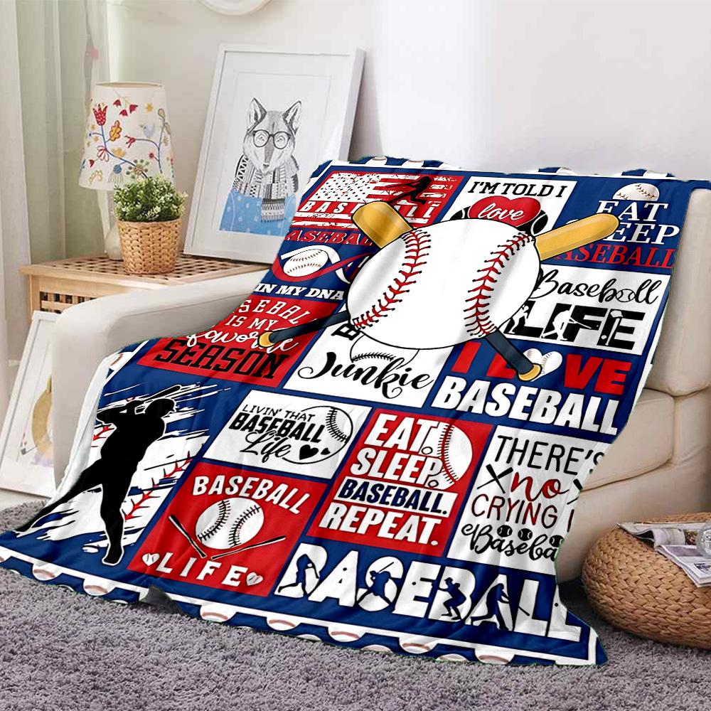 1PC Baseball, Sports Print Blanket, Soft Throw Blanket - Warm & Cozy for Couch, Bed, Office, and Travel Yy250912230
