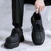 England Style Mens Fashion Platform Shoes Lace-up Original Leather Oxfords Shoe Business Office Dress Black Stylish Footwear Man