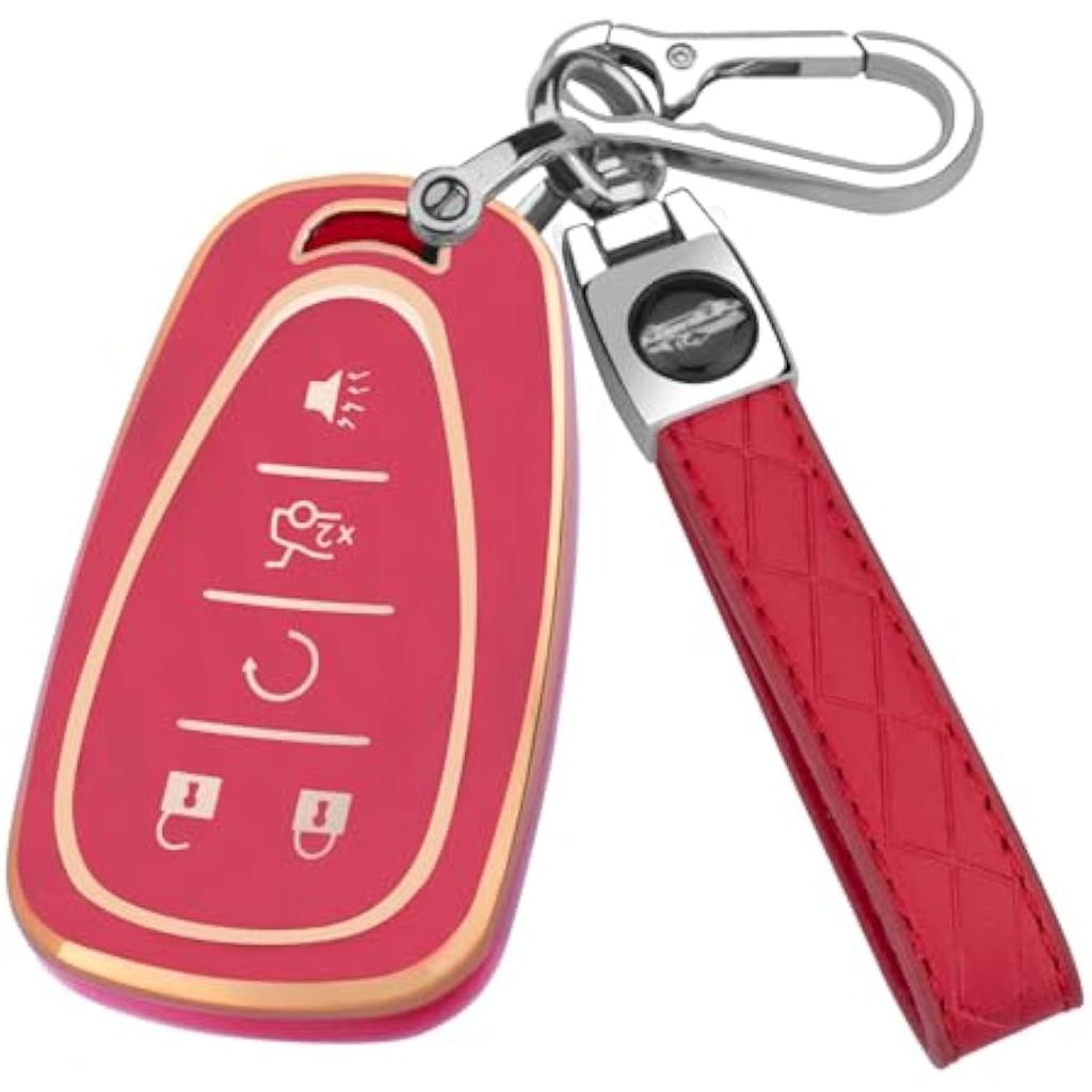 Für Chevy Autoschlüsselhülle mit Schlüsselanhänger, Weiche TPU-Schlüsselhülle Schale Vollschutz für 2016-2021 Chevy Equinox Malibu Camaro Cruze Blazer Traverse Trax