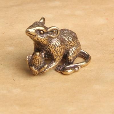 Brass Animal Mice Love Rice Figurines Car Key Chain Pendants Jewelry Diy Keyring Hanging Accessories Cute Rat Keychain Gifts