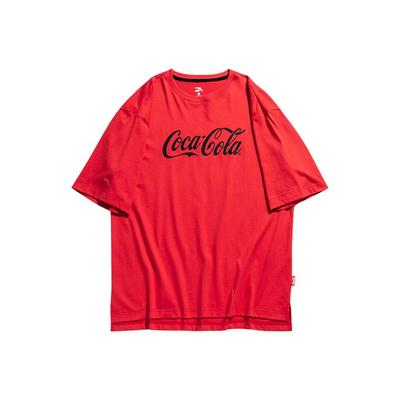 X Coca Cola Logo Print Loose Fit T-Shirt Unisex Tops Red 95029160-2