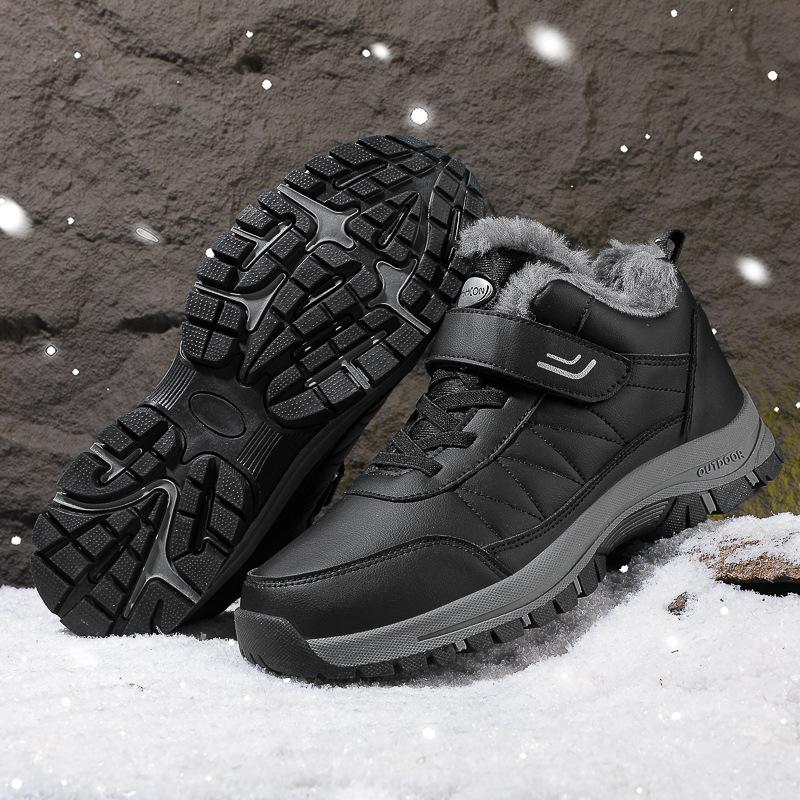 Hot-selling leather cotton shoes large size velvet winter shoes warm outdoor waterproof and non-slip snow boots
