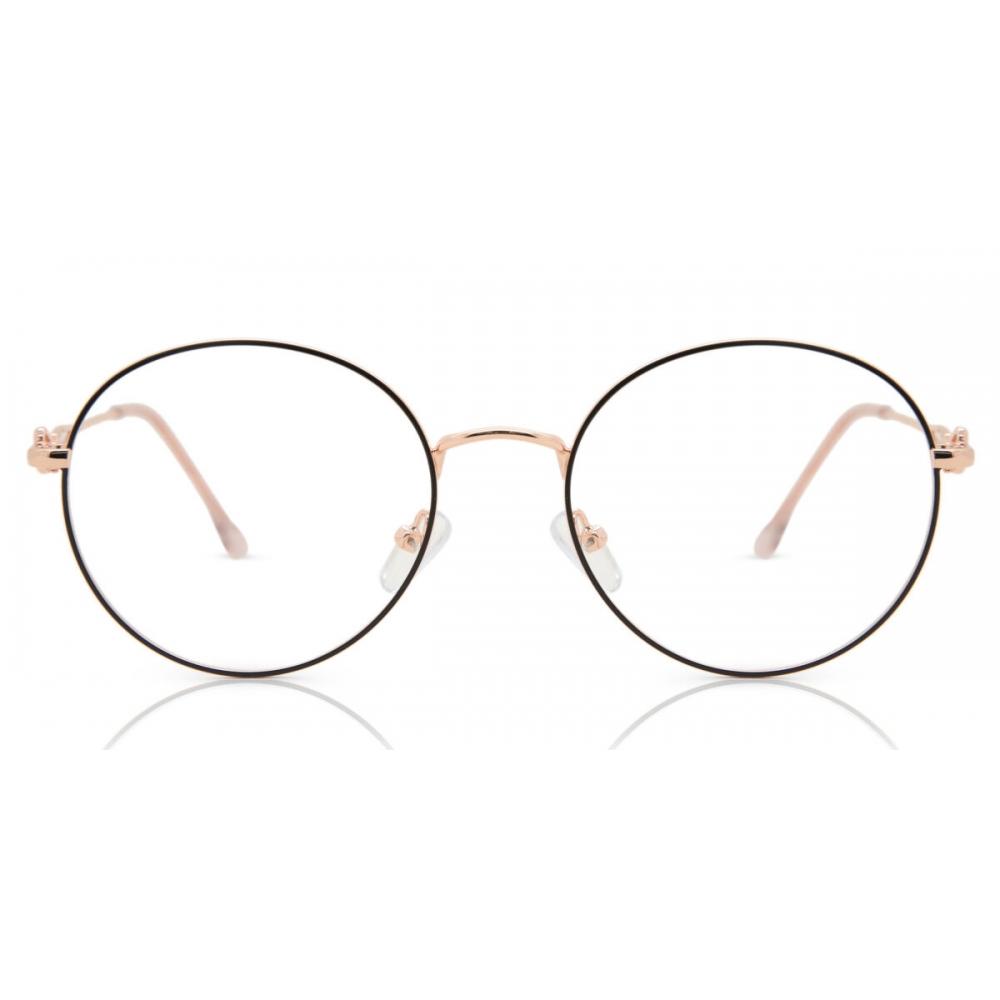 Full Rim Round Black Rose Gold Smartbuy Collection Grosmorne L120a Fashion Unisex Eyeglasses