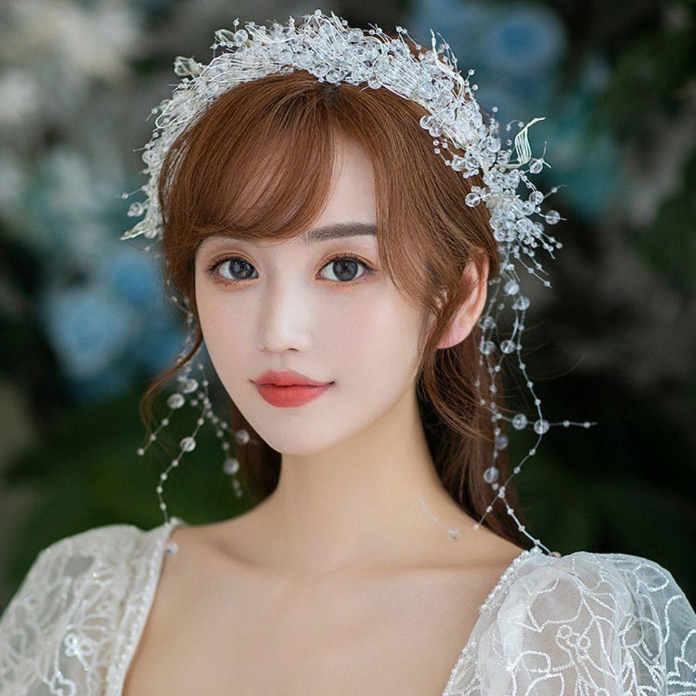 Tassel Bride Headdress Luxury Crystal Beads Hairband Fashion Bridal Headwear  Hair Accessories