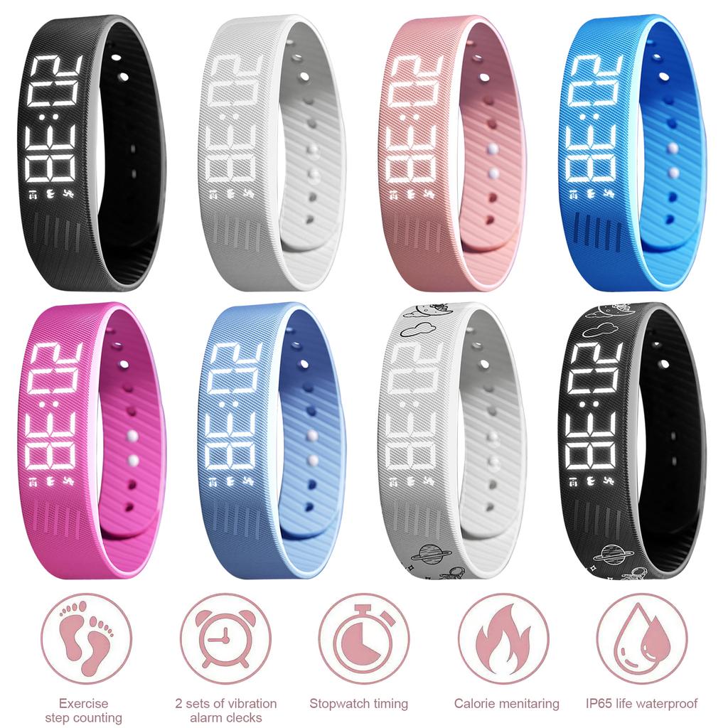 Smart Bracelet Vibrating Alarm Wristband Waterproof Silent Vibration Alarm Watch W/Step Counter Pedometer Gift for HeavySleepers