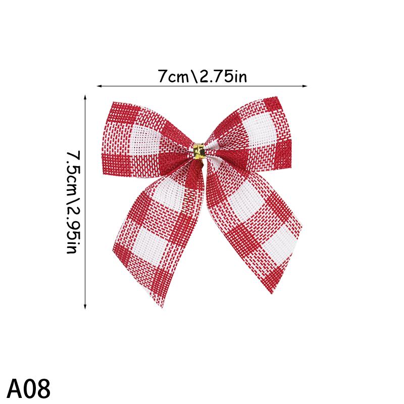 2pcs Buffalo Plaid Bows for Christmas Decorations Christmas Tree Ornaments New Year Noel Navidad Decor Birthday Gift DIY Bow