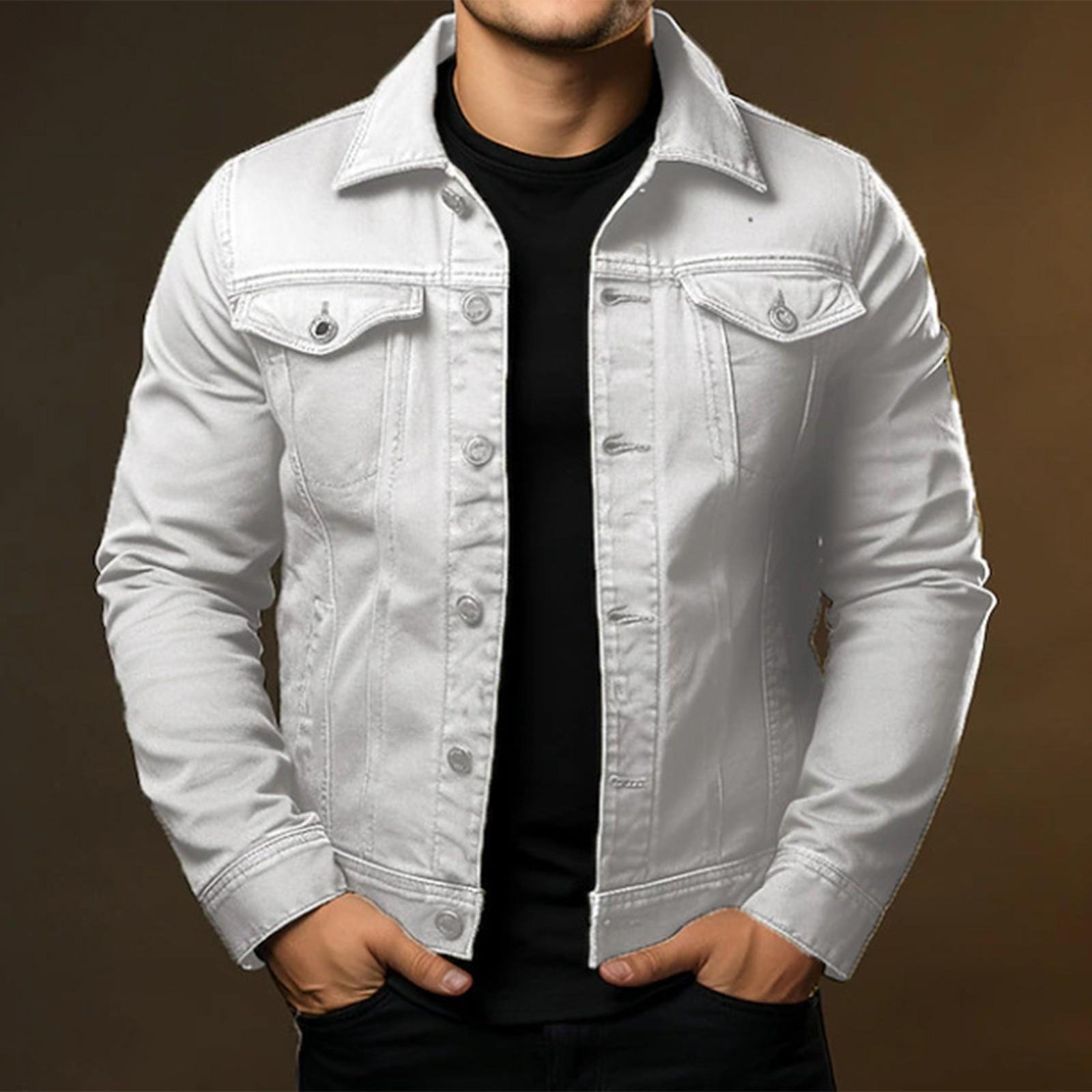 

Мужская верхняя одежда Куртка Повседневная для ежедневной носки Ветрозащитная Теплая Куртка на пуговицах XL белый