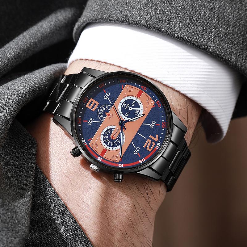 Steel Belt Watch Men'S Fashion Business Quartz Pointer Watch Personality Versatile Hand