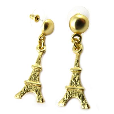 [P0729] - Golden 'Eiffel Tower' Designer Earrings