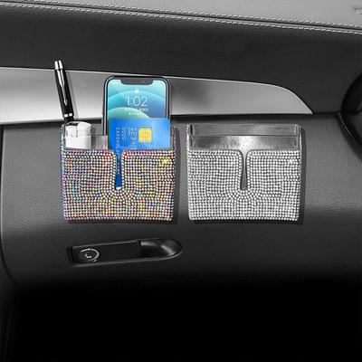 Diamant Auto Aufbewahrungsbox Organizer Paste Doppelte Aufbewahrungstasche PVC Aufbewahrung Tägliche Notwendigkeiten Bling Autozubehör Für Frau