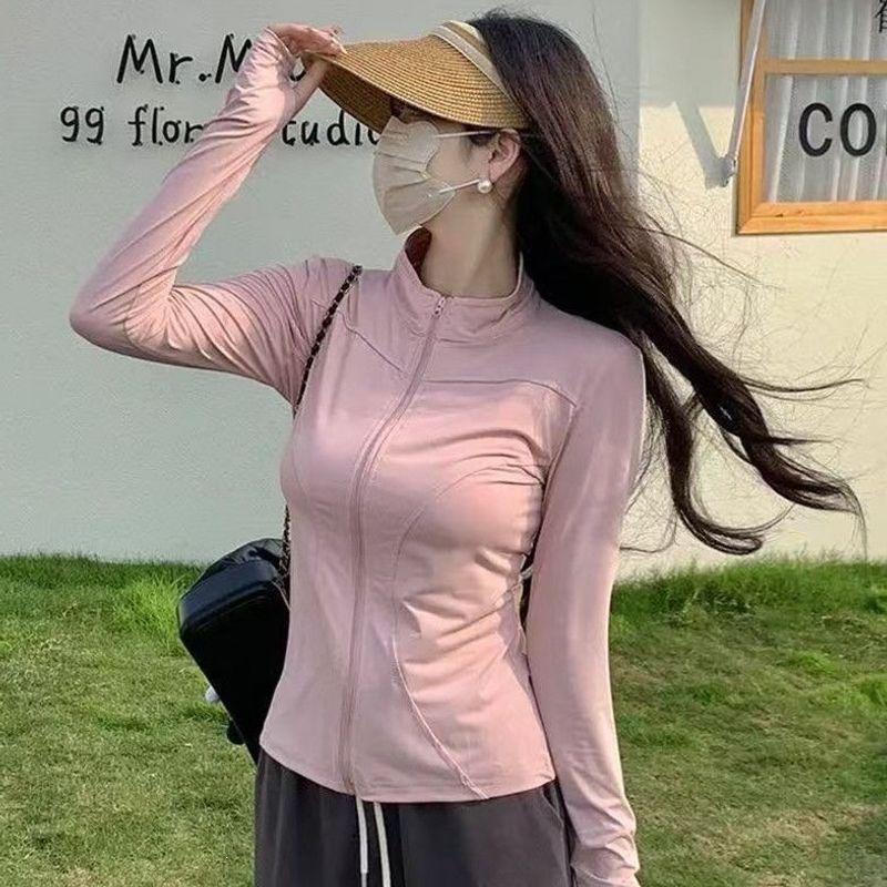 Women's Lightweight Sun Protection Quick-Drying Yoga Top - Ice Silk Short Style for Summer Outdoor Cycling & Running with UV Protection