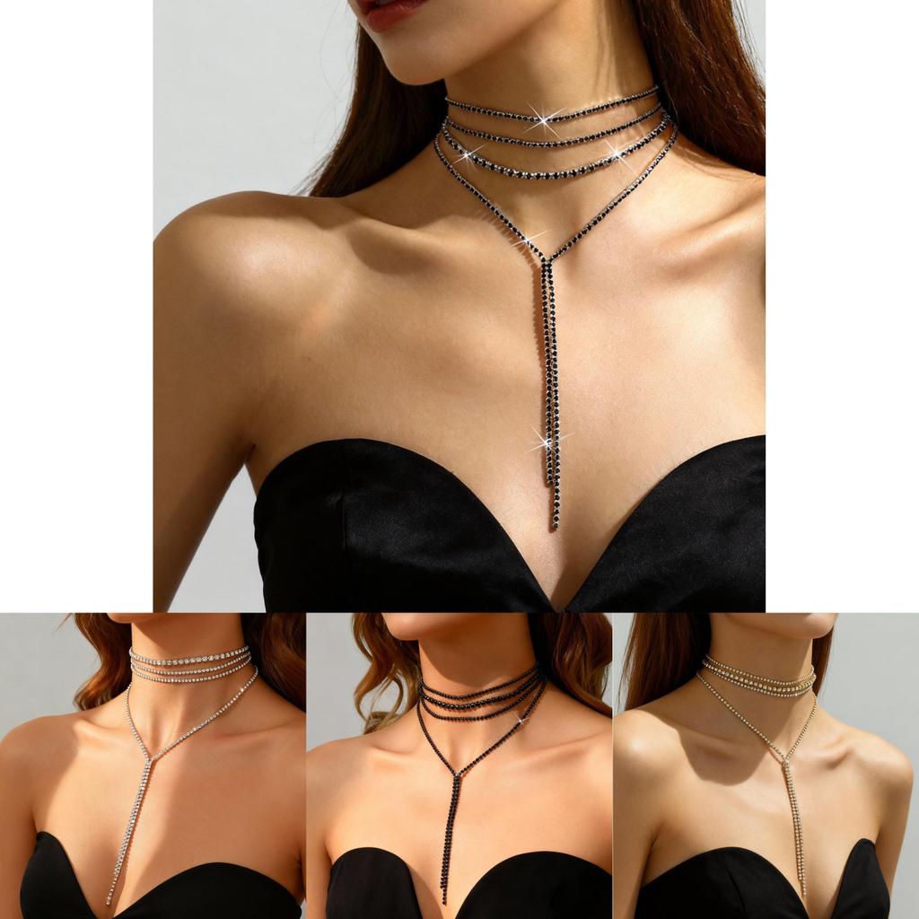 Geometric Pendant Necklace For Women With Sparkling Crystals And Multilayer Design For Fashionable Look