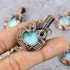 Larimar/Pectolite Gemstone Pure Copper Wire Wrap Ručně vyráběný šperkový přívěsek