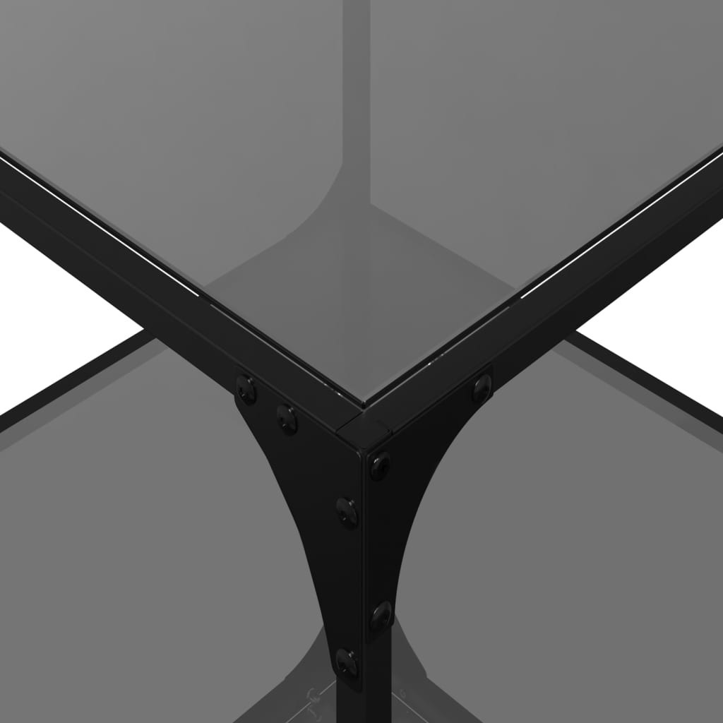 Coffee Tables with Glass Top 2 pcs Black 50x50x40 cm Steel