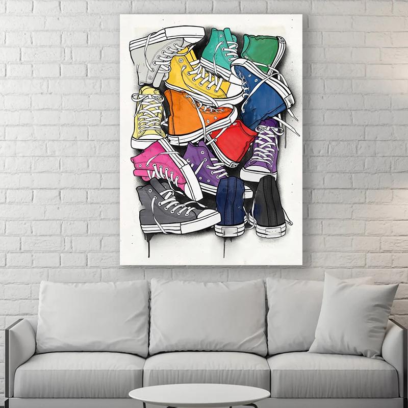 Banksy Graffiti Canvas Painting Sneakers Poster e stampe Modern Wall Decor Immagini Cuadros per la decorazione della casa del soggiorno