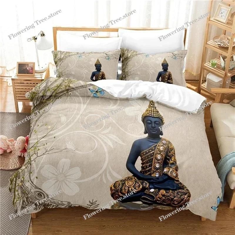 Buddha-Statue-Bettwäscheset Bettbezug-Set 3D-Bettwäsche Digitaldruck Bettwäsche Queen King Full Size Bettwäscheset Modedesign