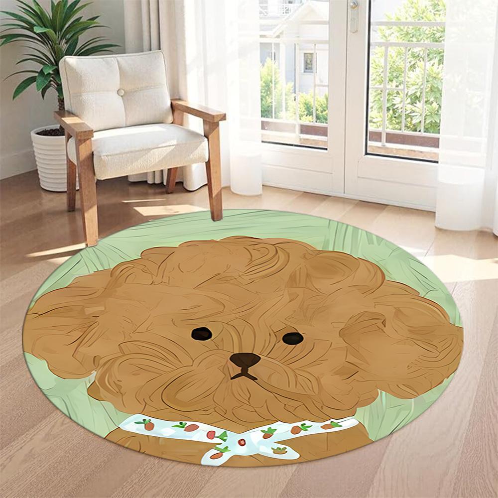 Dog Round Floor Mat Perfect for Living Rooms Dormitory Entryway Playrooms Antislip Round Carpet Anime Office Decor Perfect Gift for Friends Family