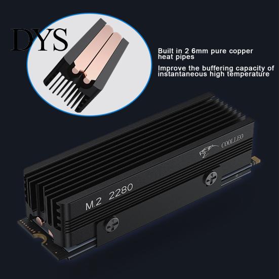 Computer SSD Heatsink M.2 2280 2 Heat Pipes Thermal Silicone Pad Aluminum Alloy Temperature Reduction Grill NVMe Solid State Drive Hard Disk