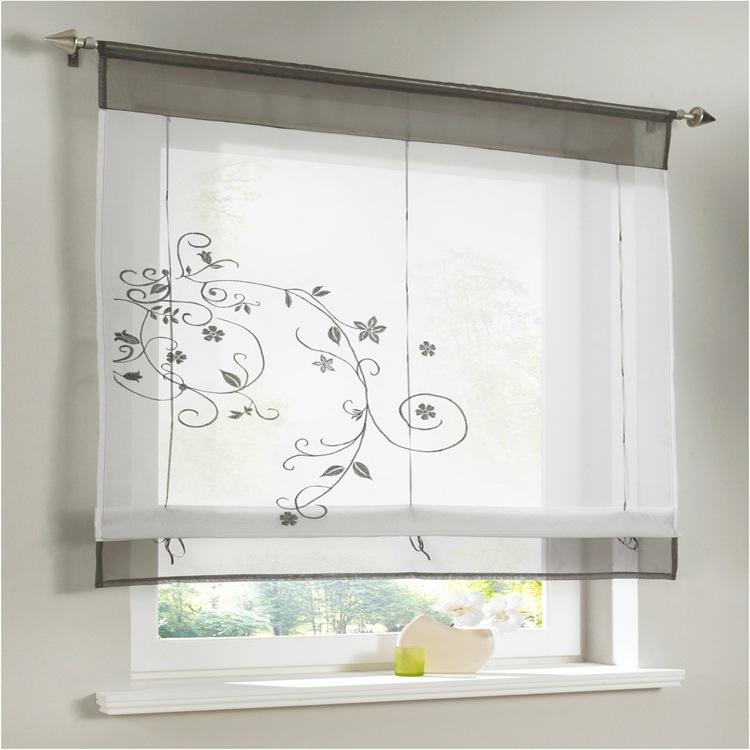 

Песочный стиль, Вышитые пасторальные шторы, Подъемные на люверсах, Ленточный стиль, Римская штора 100cm * 140cm серый