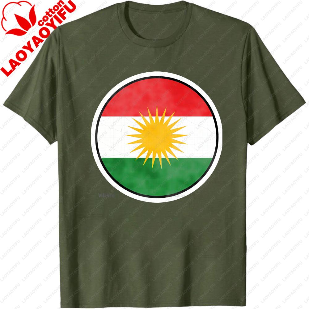 Kurdistan Flag Printed Unisex TShirt Contracted Design Graphic Tshirt Kurdish Men Women Daily Life Casual Cotton Short Sleeve