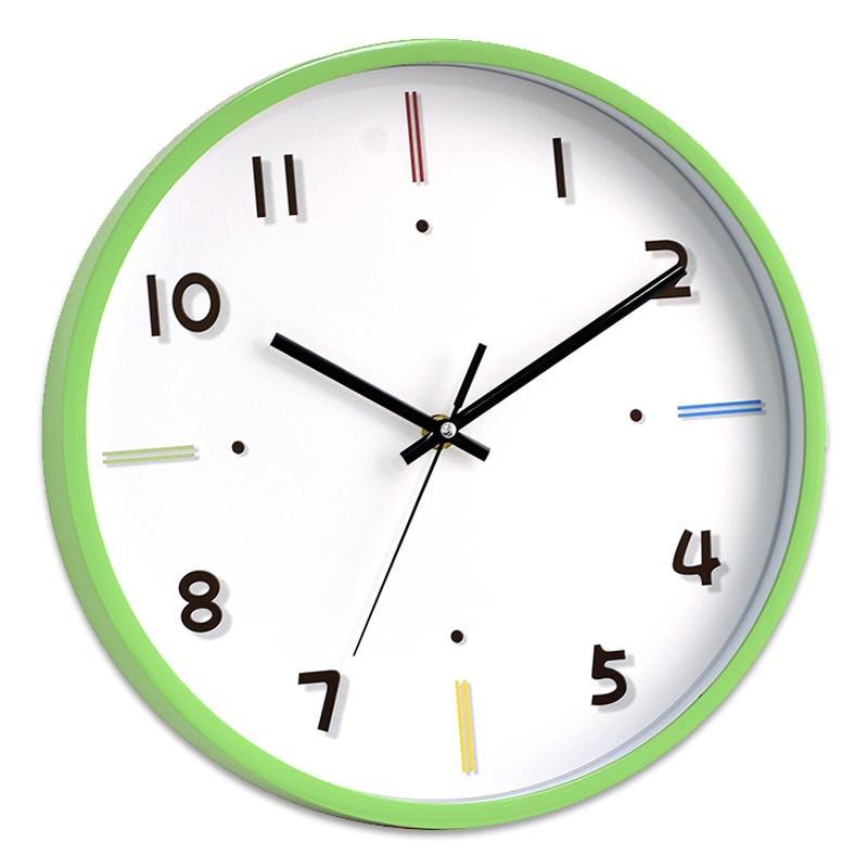 

12-inch Cream Style Clock Wall Clock for Living Room New Style Home Bedroom Punch-free Modern Simple Wall Clock 12 inch green
