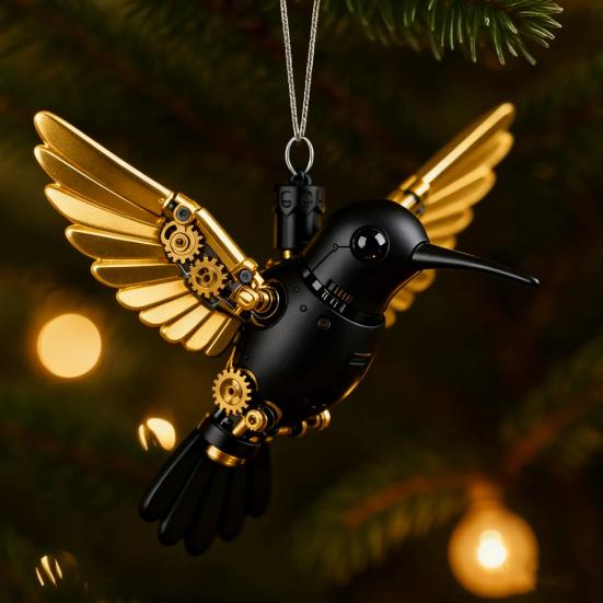 Colorful Hummingbird Christmas Ornament Xmas Tree Car Rearview Mirror Acrylic Hanging Bird Shape Decoration Holiday Party Pendant