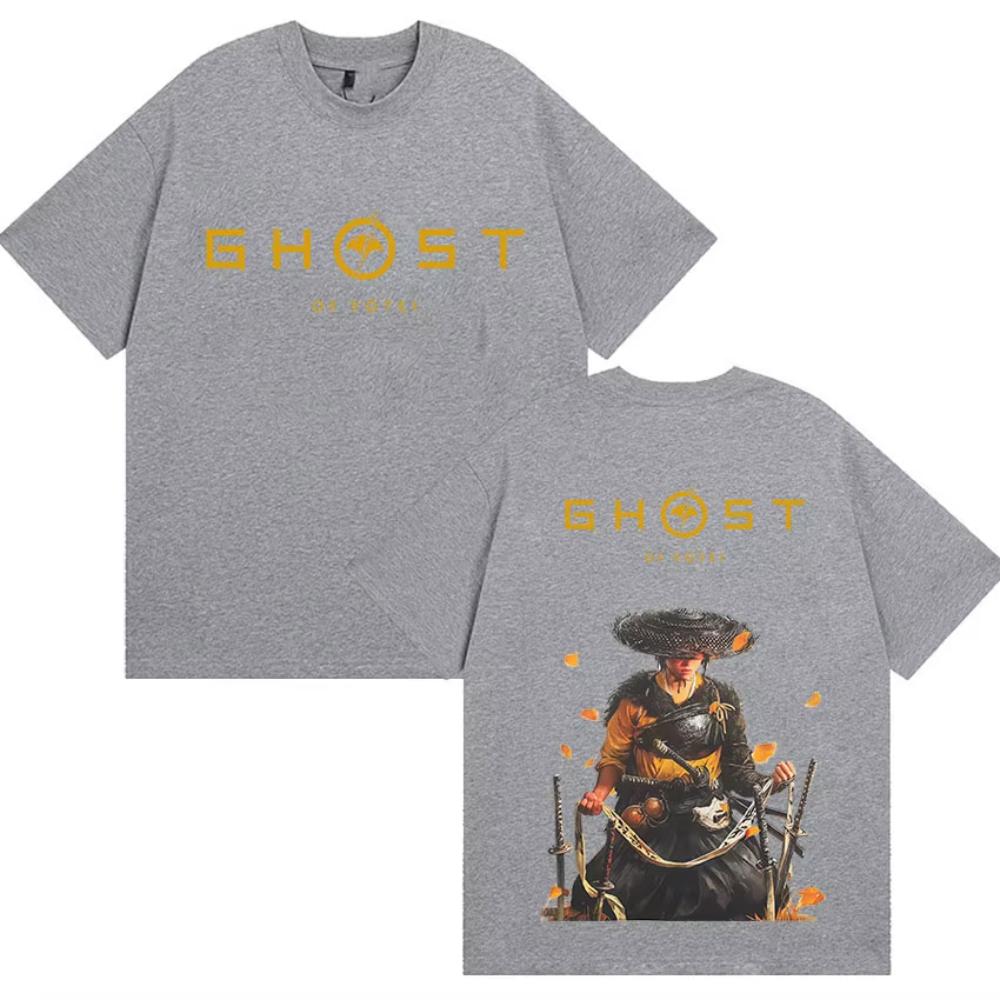 Japanese Ghost of Yotei Graphic T Shirt Men High Quality Fashion Cotton Tshirts Retro Oversized Short Sleeve T Shirt Streetwear