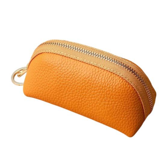 Car Key Case Faux Leather Key Bag Key Chain Pouch Zippered Car Key Bag with Metal Ring for Men Women