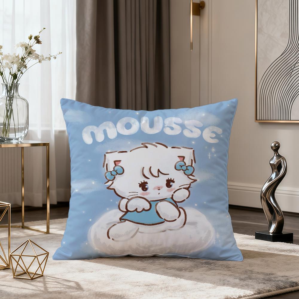 Cartoon Fun Art Pink Kawaii MMikko Cute Soft Comfort Pillowcase for Sofa Nap Living Room Party Home Pet Decor Pillowcover