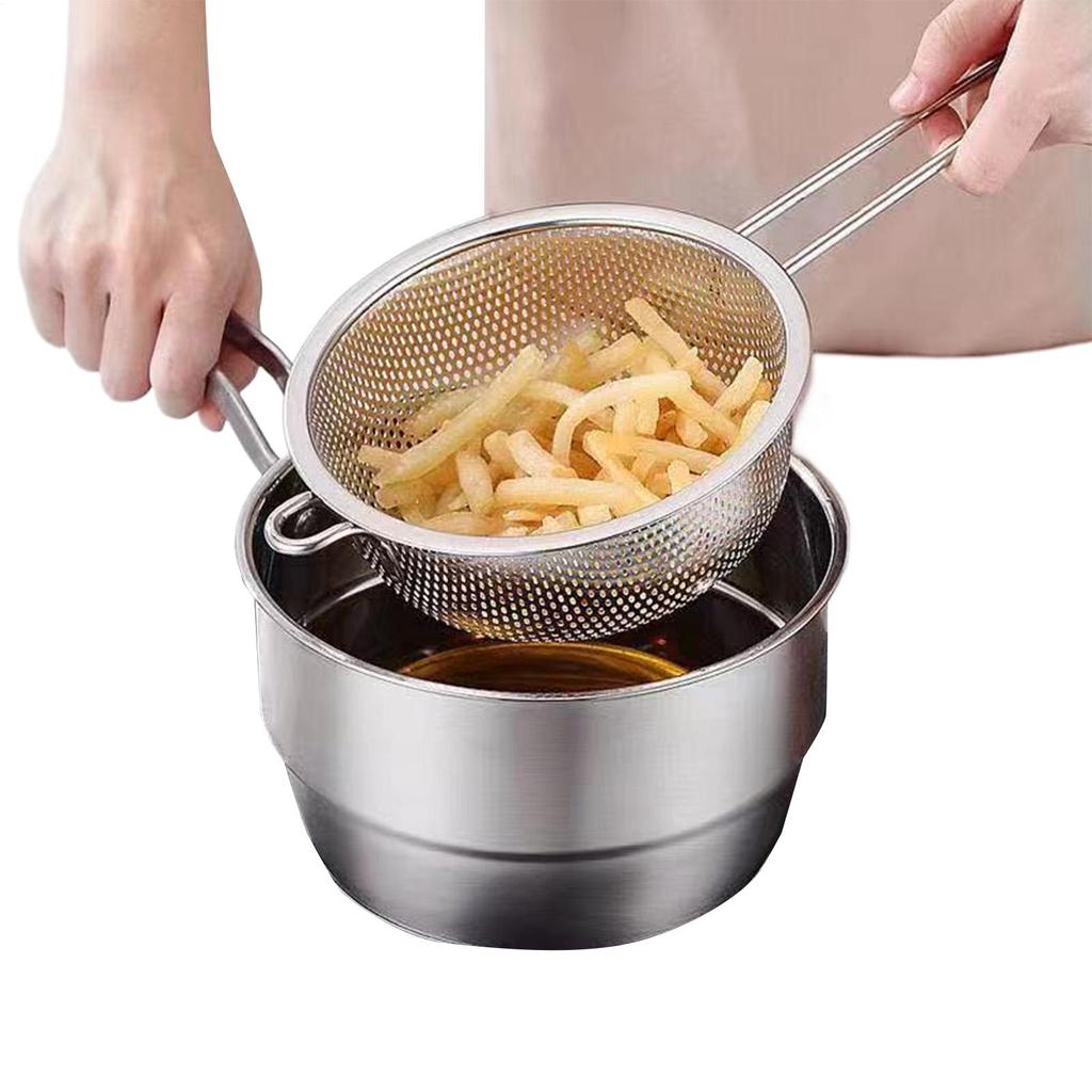 Kitchen Stainless Steel Colander Fine Mesh Filter With Handle Drain Rack Leaky Spoon Filter Screen Kitchen Gadget For Fruit