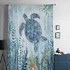 Sommer Vintage Ozeanblau Schildkröte Seestern Anker Fenster Tüll Vorhänge für Wohnzimmer Hotel Luxus Dekoration Transparente Vorhänge